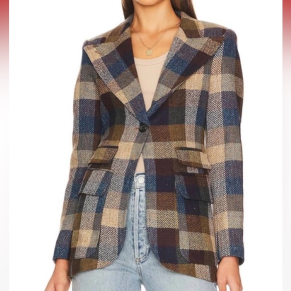 Smythe Birkin Blazer in Peri Lumberjack Check Women’s Size 6 - Picture 7 of 15